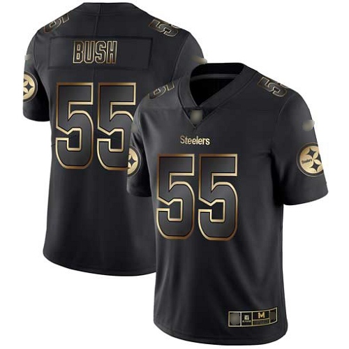 Men Pittsburgh Steelers Football #55 Limited Black Gold Devin Bush Vapor Untouchable Nike NFL Jersey